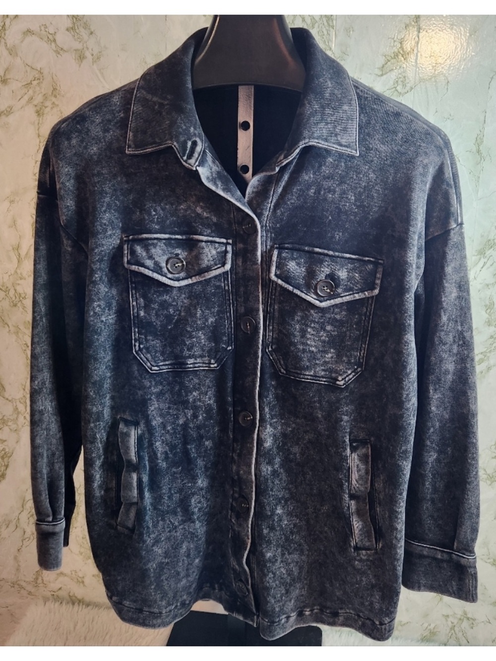 ZENANA Gray Sweatshirt Shacket Cotton